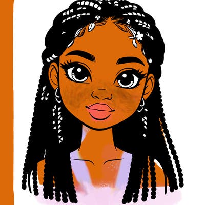a realistic black girl with braids