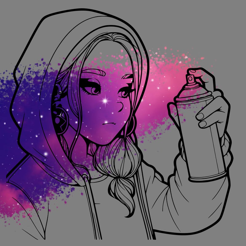 a realistic girl, spray painting