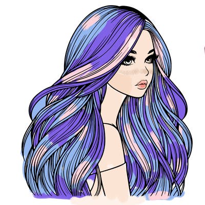 realistic girl with long realistic hair