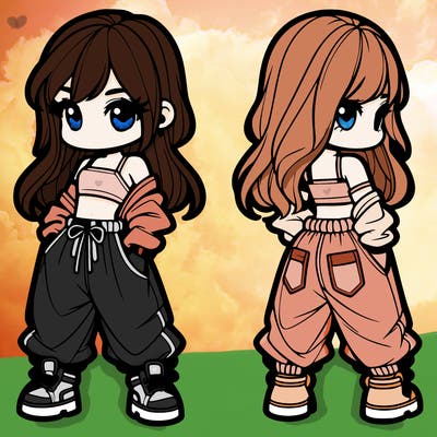 girl in crop top and baggy pants