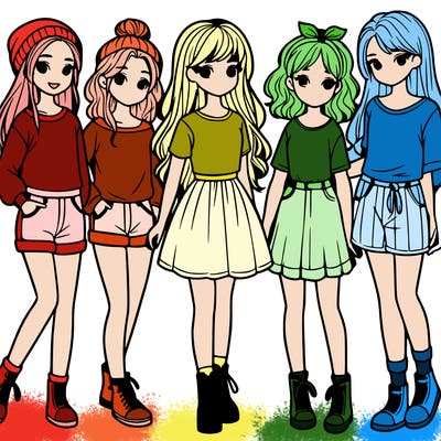 a group of five girls