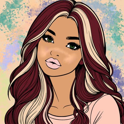 realistic girl with hair on her hair and lips