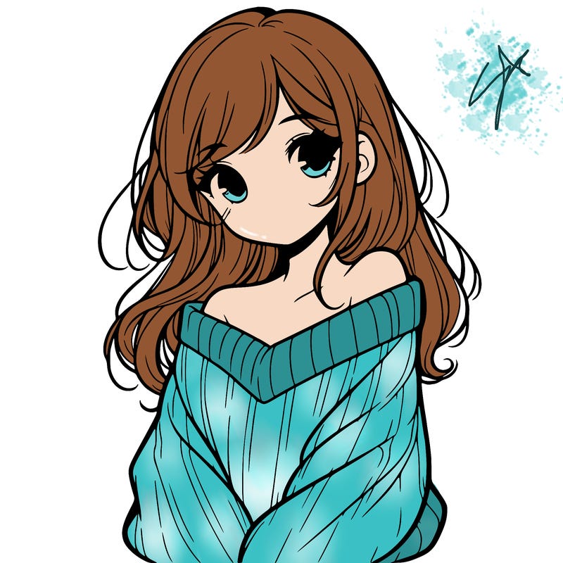shy pretty girl wearing a sweater that is falling off one shoulder portrait