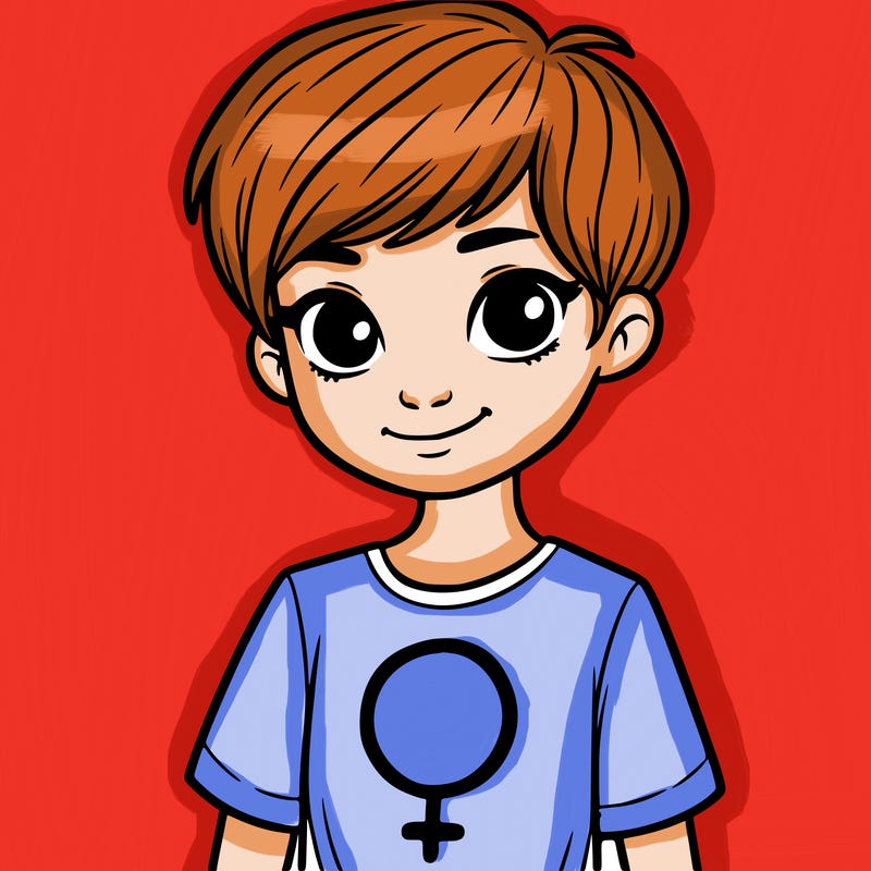 girl with pixie cut and feminist shirt