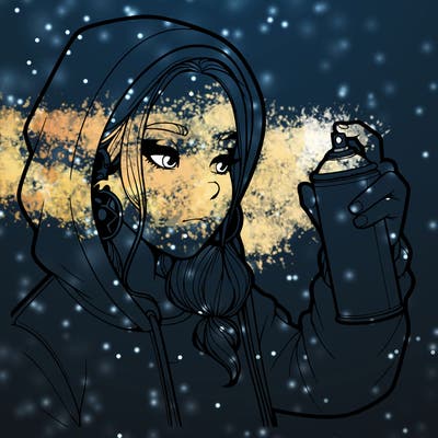 a realistic girl, spray painting