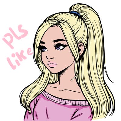 realistic girl with a high ponytail