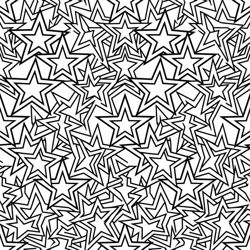 Discover an engaging star tessellations coloring page designed specifically for teens, featuring a mesmerizing array of interconnected star shapes. This intricate pattern provides a perfect creative outlet for relaxation and artistic expression.