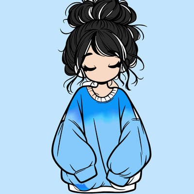 girl with baggy sweatshirt and messy bun