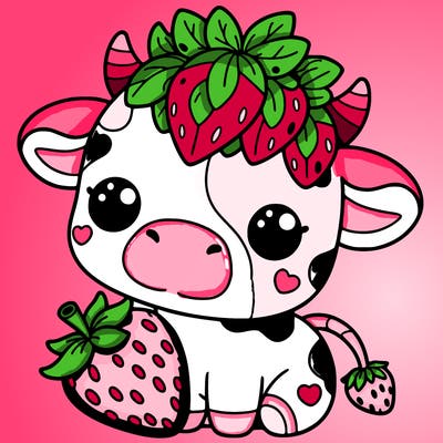 cute strawberry cow