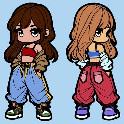 girl in crop top and baggy pants