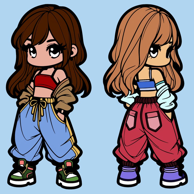 girl in crop top and baggy pants