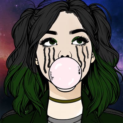 realististic girl blowing bubble -gum