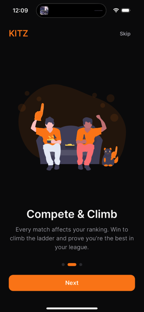KITZ - Social - KITZ app onboarding screen explaining how to compete and climb the rankings