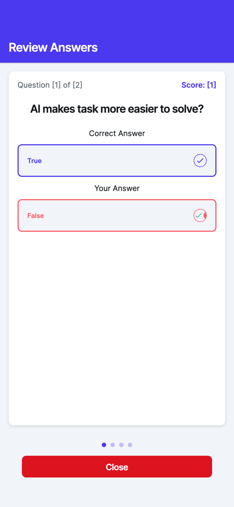 PrepForge - PrepForge app interface showing a reviewed quiz question with feedback on correct and incorrect answers.