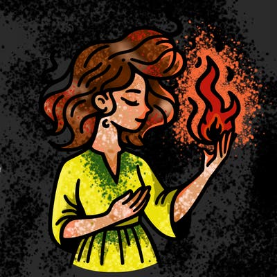 woman with fire