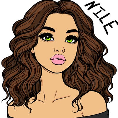 realistic girl with wavy hair and lips