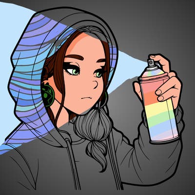 a realistic girl, spray painting