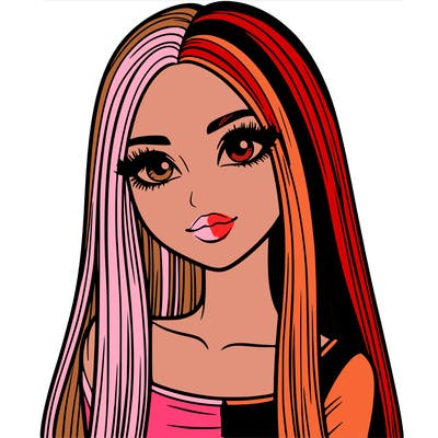 realistic girl with straight and long hair