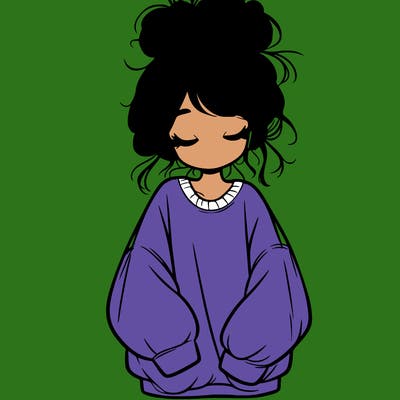 girl with baggy sweatshirt and messy bun