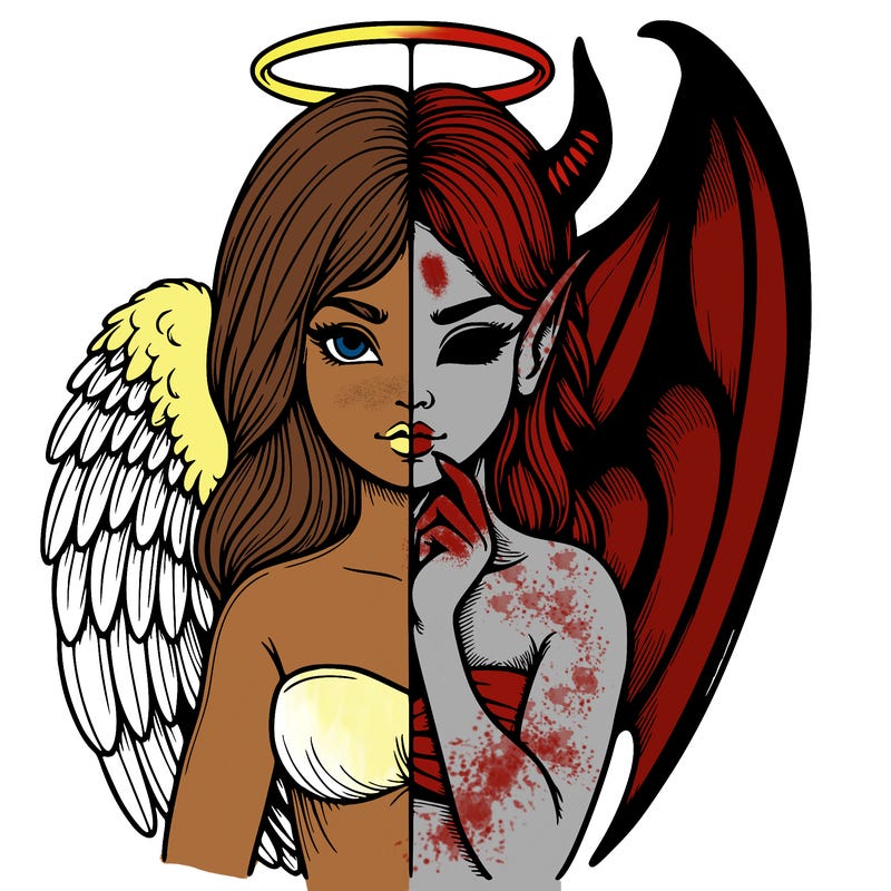 realistic angel half demon