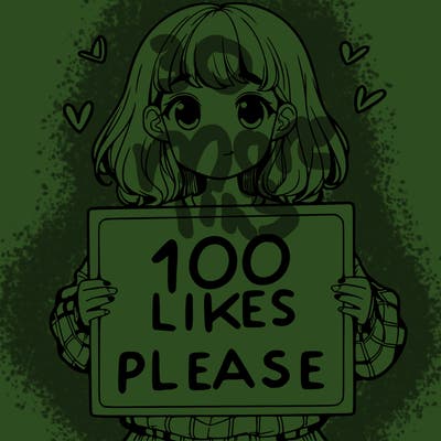 a girl holding a sign saying 100 likes please