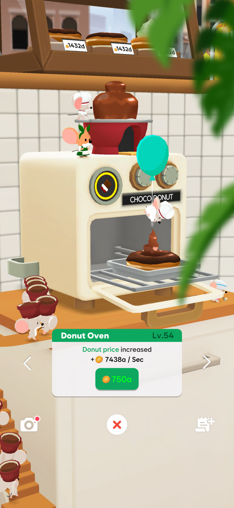 Tiny Cafe - Cute mice chefs preparing chocolate donuts in the Tiny Cafe donut oven