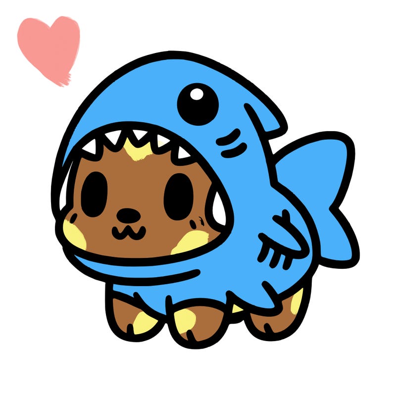 cute dog wearing a shark costume
