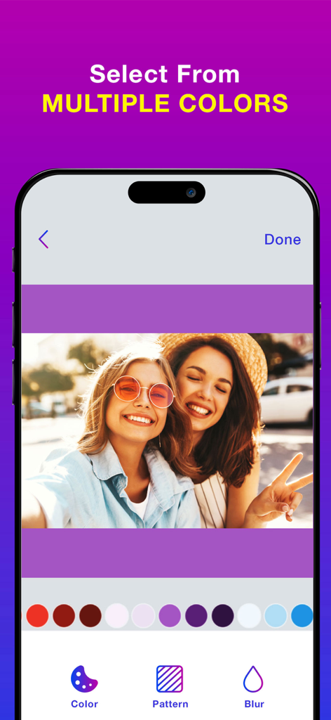Choosing a colorful background for a no crop photo in the Grid Maker app