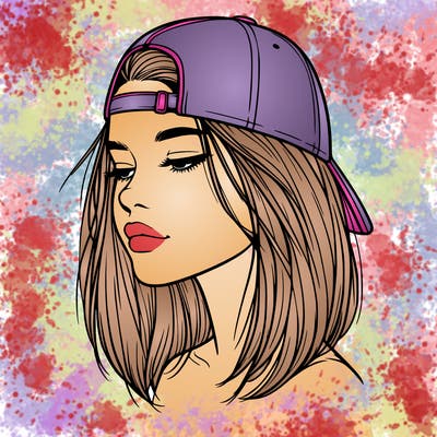 realistic  girl with a backwards hat