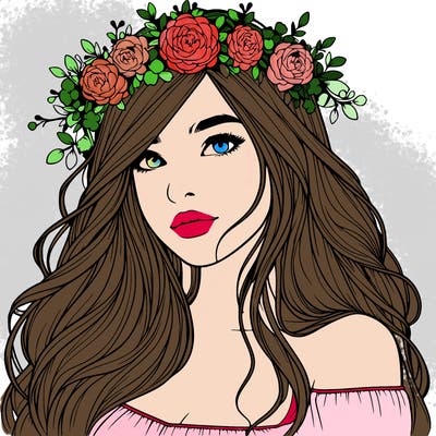 realistic girl with flower crown
