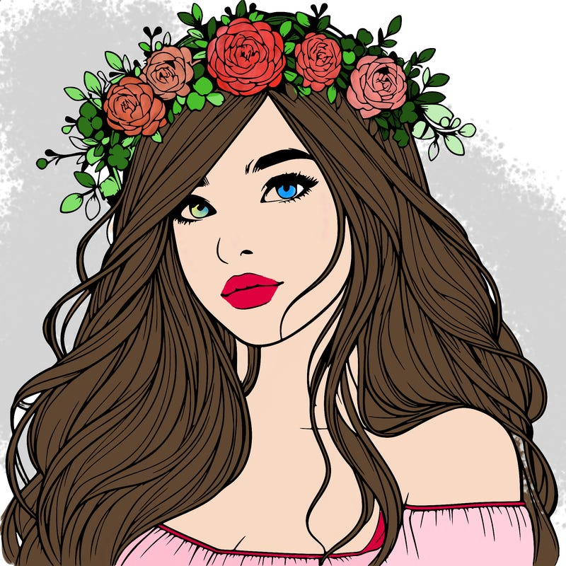 realistic girl with flower crown