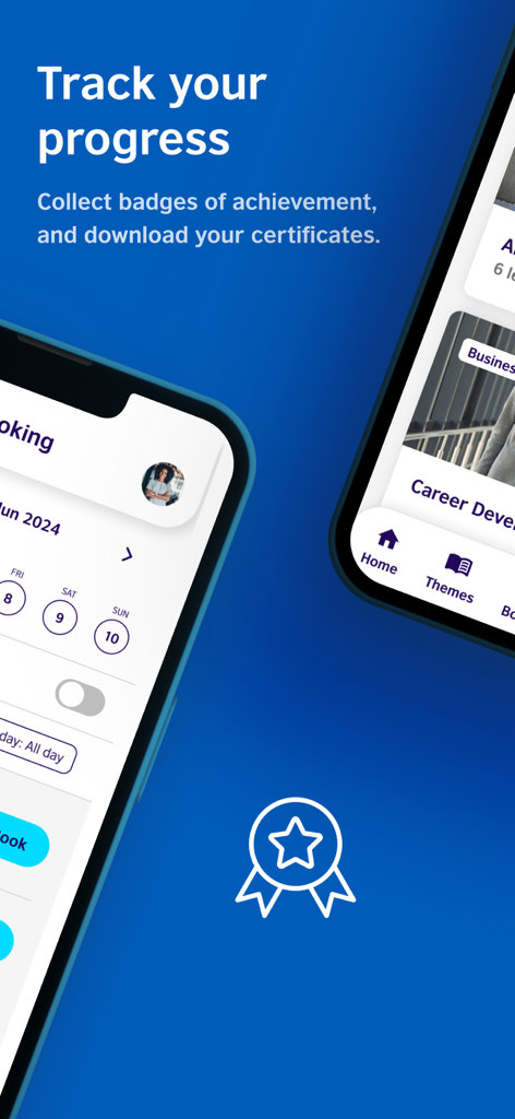 British Council English app interface for tracking study progress and downloading certificates