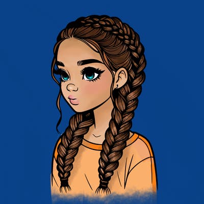 realistic girl with braids
