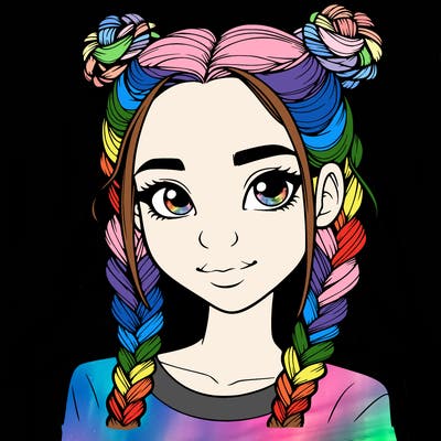 realistic girl with braids