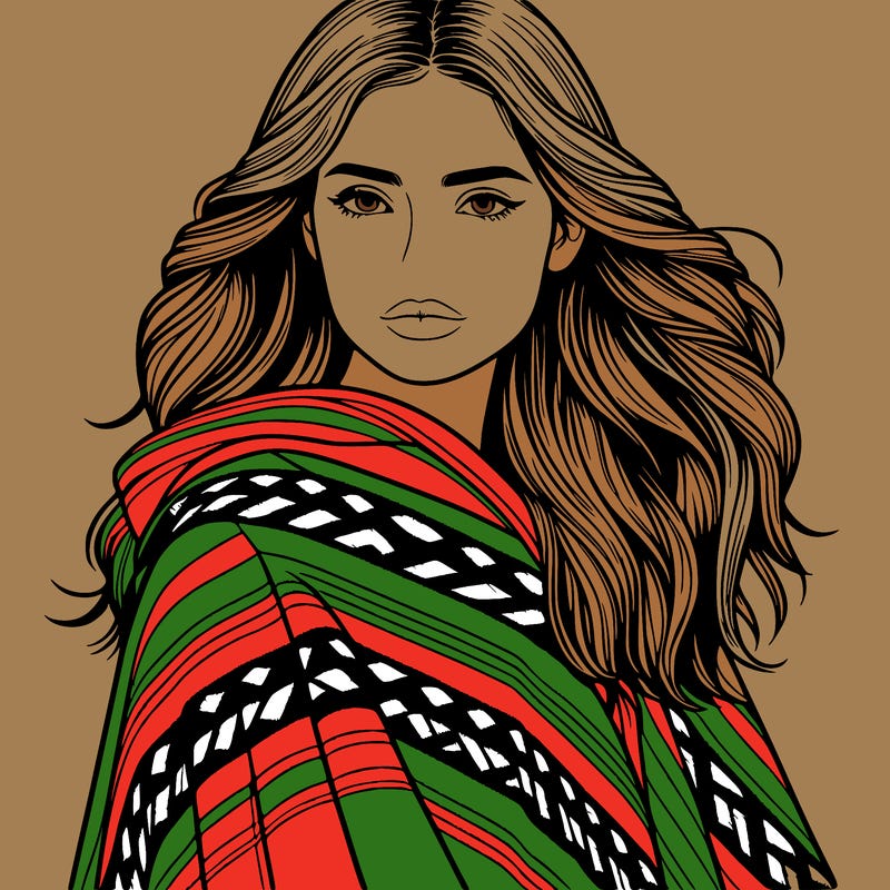 a woman with a poncho realistic