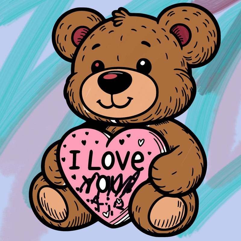 teddy bear holding an i love you heart