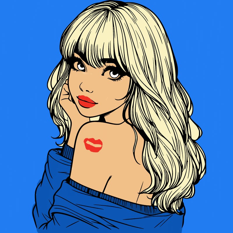 realistic girl with bangs looking over her shoulder