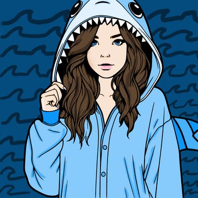 realistic girl in shark onsie