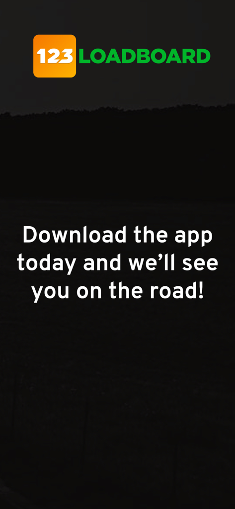 Find Truck Loads - Load Board - 123Loadboard logo with an invitation to download the app and get on the road