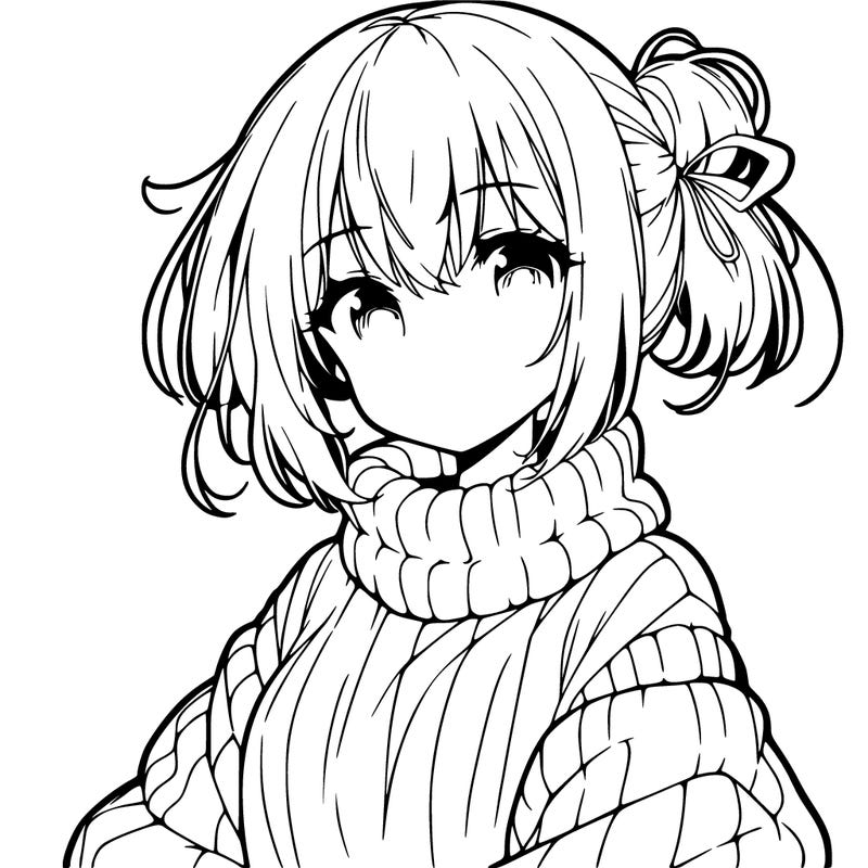 anime girl with sweater