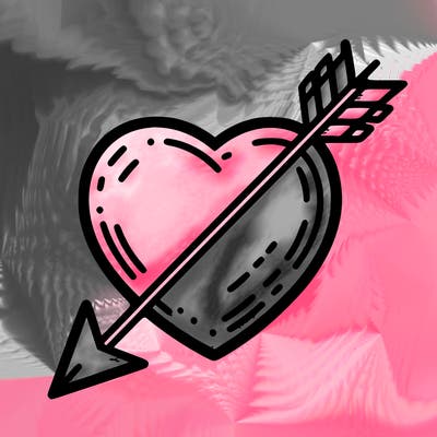 hart with a realistic ￼arrow in it