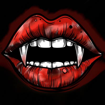 lips with vampire teeth