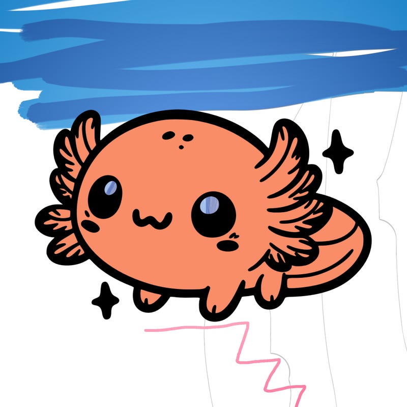 cute easy baby axolotl