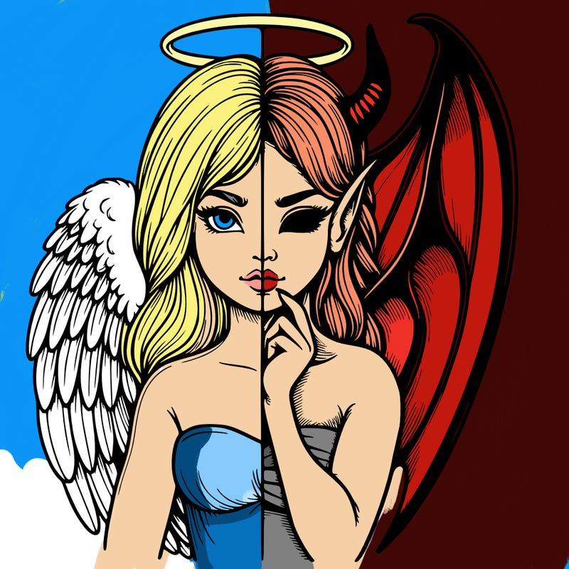 realistic angel half demon