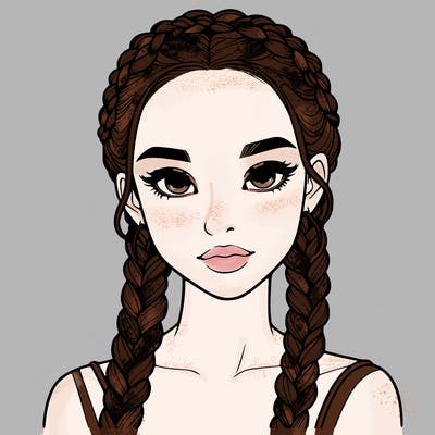 realistic girl with braids