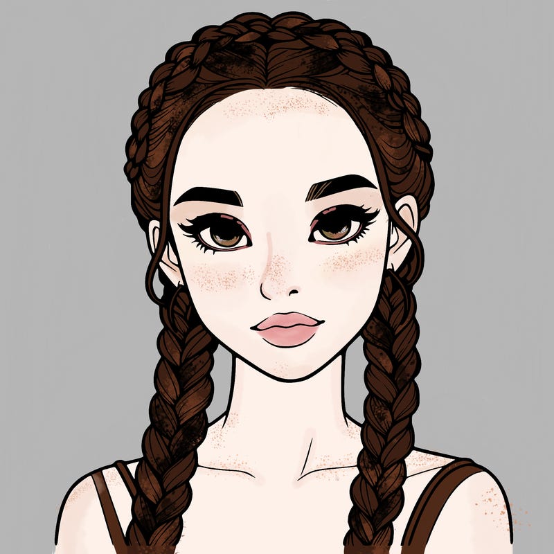 realistic girl with braids