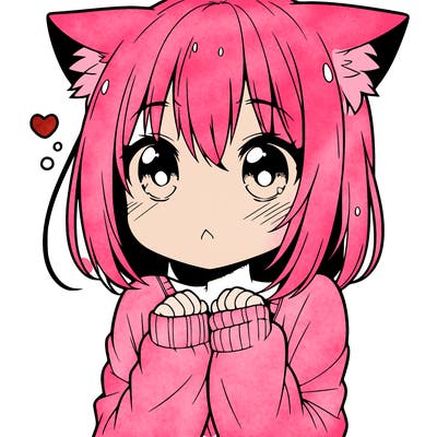 shy anime catgirl