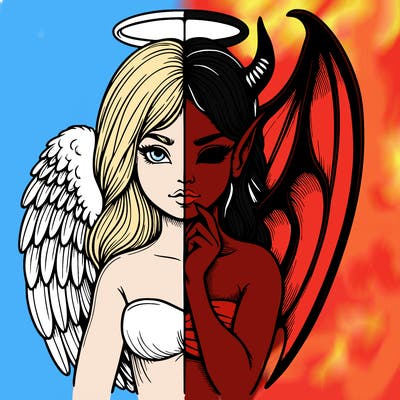 realistic angel half demon