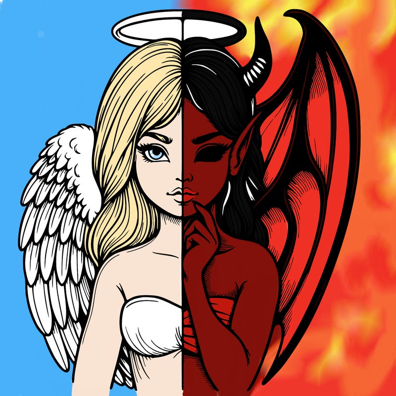 realistic angel half demon