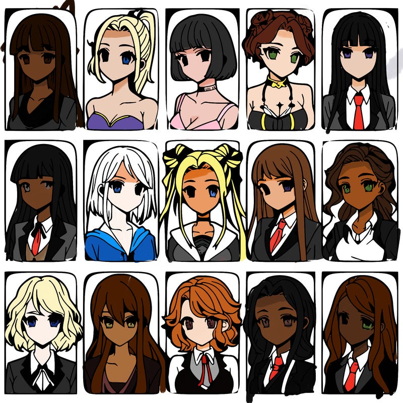 girls that look diffrent anime